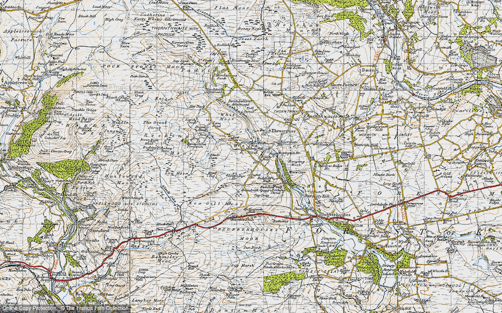 Old Map of Historic Map covering Brandrith Crags in 1947