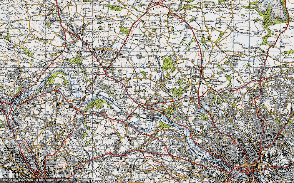 Old Map of Historic Map covering Brownberries, The in 1947