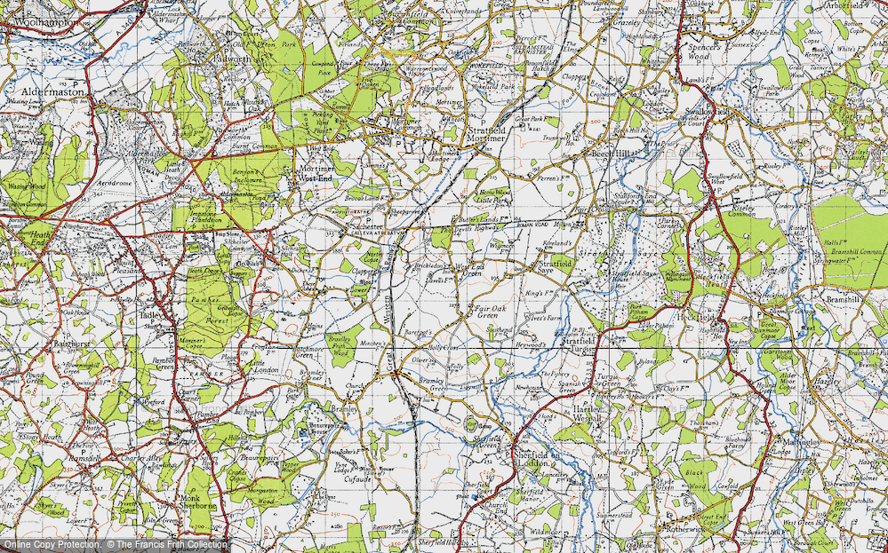 Old Map of Historic Map covering Butlers Lands in 1945