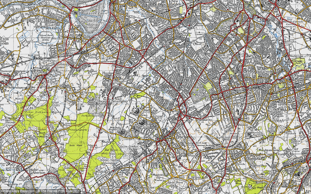 Old Map of West Ewell, 1945 in 1945