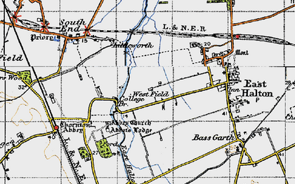Old map of Thornton Abbey in 1947