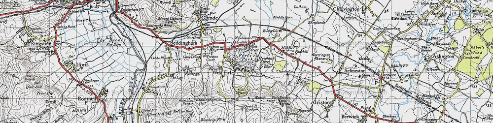 Old map of West Firle in 1940