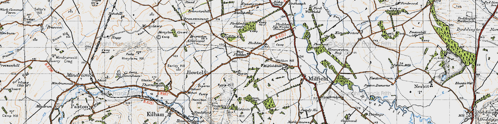 Old map of West Flodden in 1947