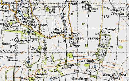 Old map of West Ginge in 1947