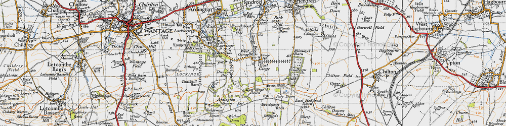 Old map of West Ginge in 1947