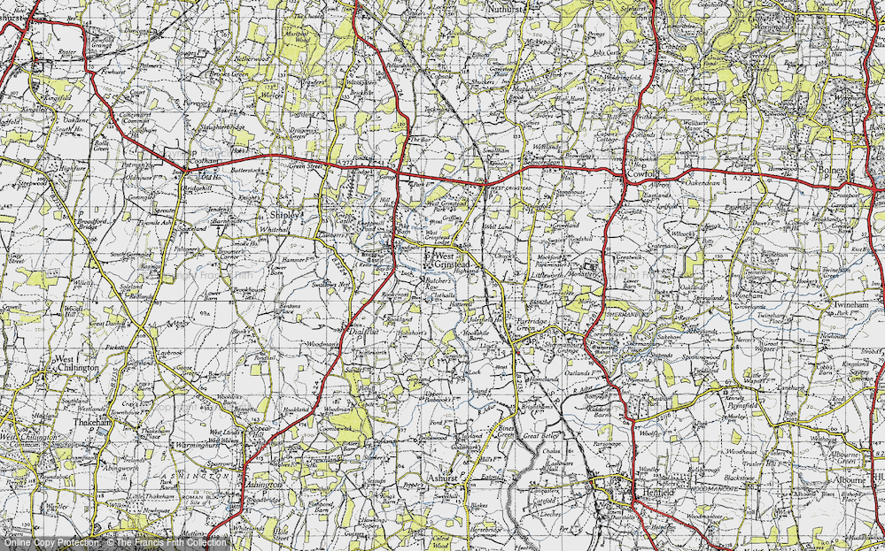 Old Map of Historic Map covering Butcher's Row in 1940