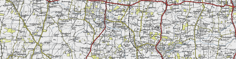 Old map of West Grinstead in 1940