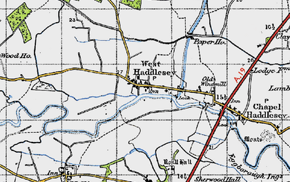 Old map of West Haddlesey in 1947
