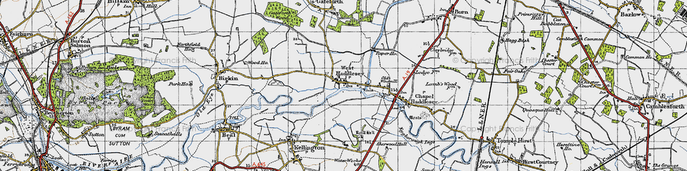 Old map of West Haddlesey in 1947
