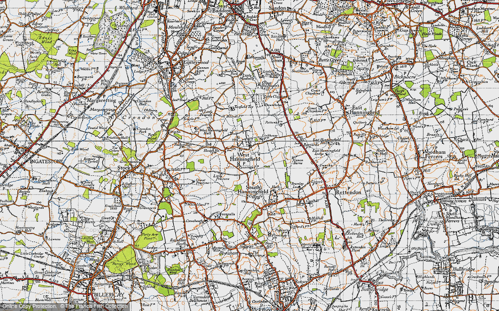 Old Map of West Hanningfield, 1945 in 1945