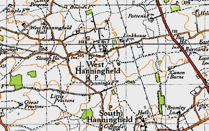 Old map of West Hanningfield in 1945