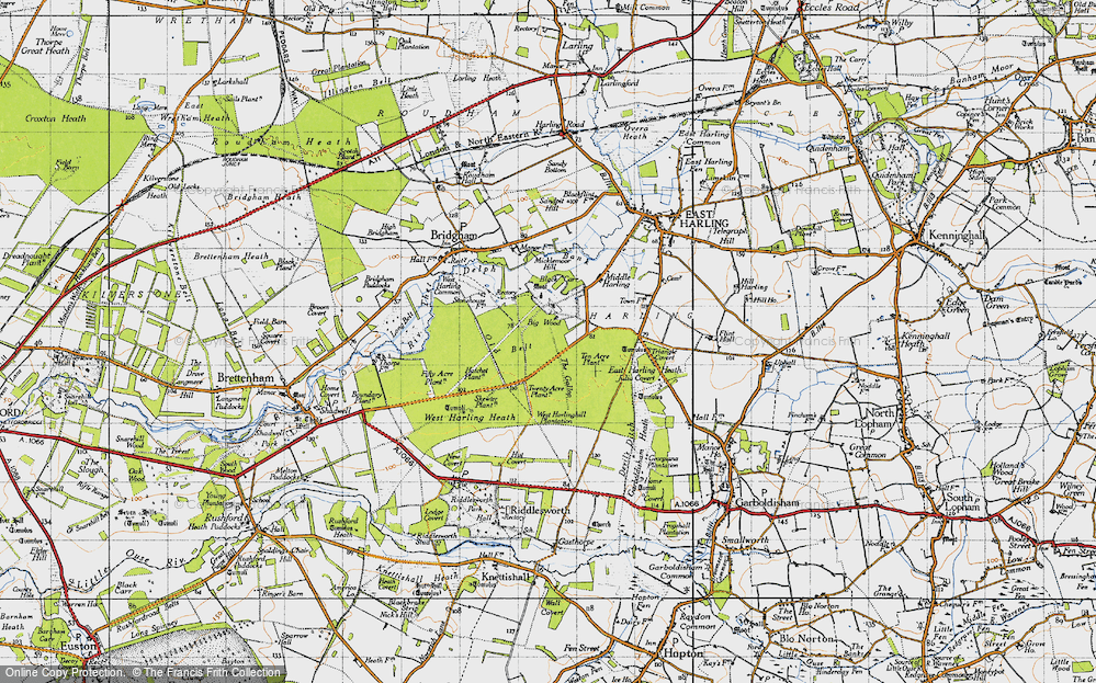 Old Map of West Harling, 1946 in 1946