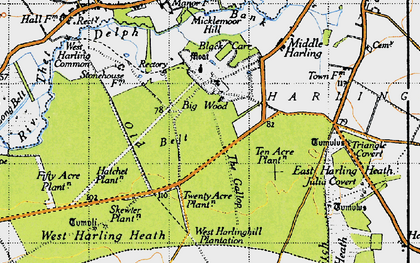 Old map of West Harling in 1946