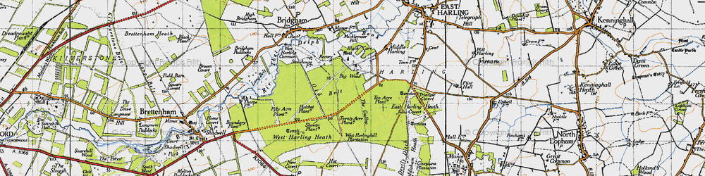 Old map of West Harling in 1946