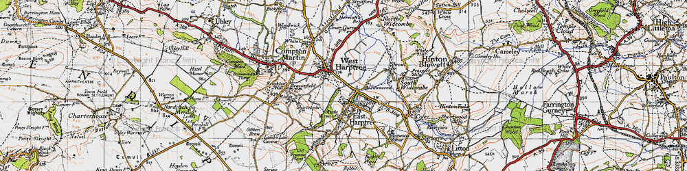 Old map of West Harptree in 1946