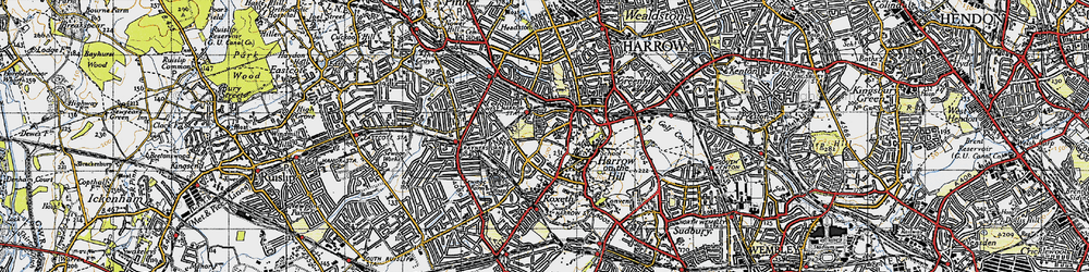 Old map of West Harrow in 1945