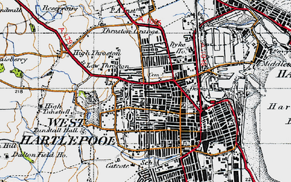 Old map of West Hartlepool in 1947