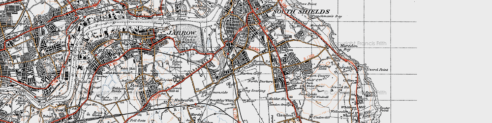Old map of West Harton in 1947