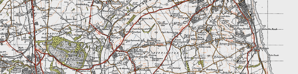 Old map of West Herrington in 1947