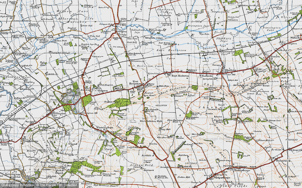 Old Map of Historic Map covering Brow Plantn in 1947