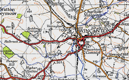 Old map of West Hill in 1945