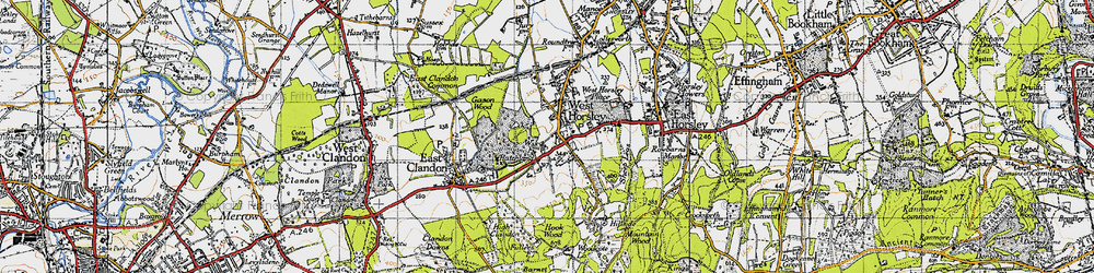 Old map of West Horsley in 1940