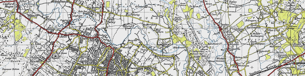 Old map of West Hurn in 1940