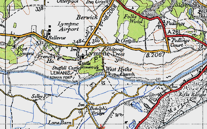 Old map of Lemanis (Stutfall Castle) (Roman Fort) in 1947