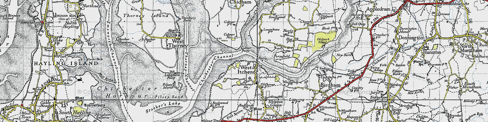 Old map of West Itchenor in 1945