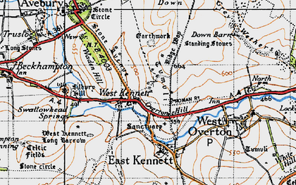 Old map of West Kennett in 1940