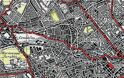 Old map of West Kilburn in 1945