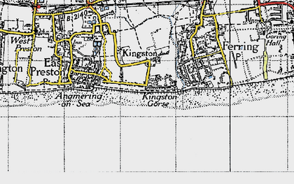 Old map of West Kingston in 1945