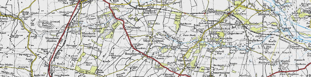 Old map of West Knighton in 1945