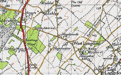 Old map of West Langdon in 1947