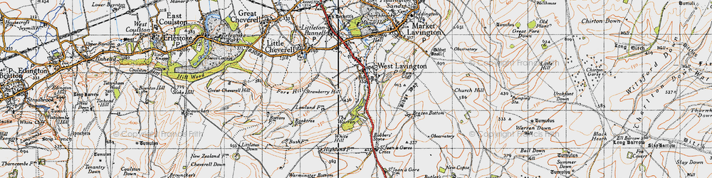 Old map of Lavington Down in 1940