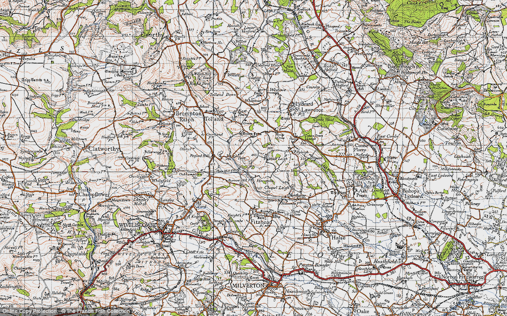 Old Map of Historic Map covering Gaulden Manor in 1946