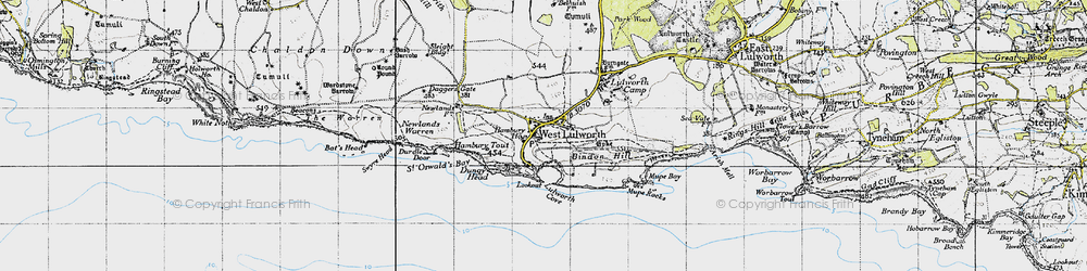 Old map of West Lulworth in 1946