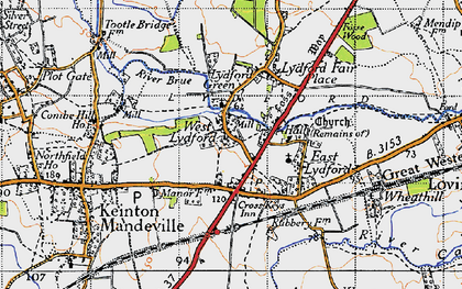 Old map of West Lydford in 1945