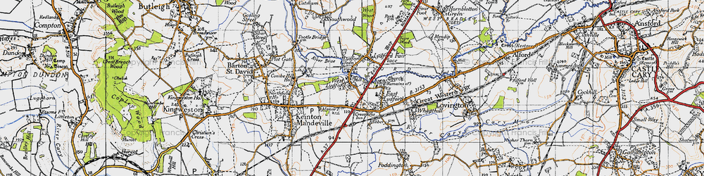 Old map of West Lydford in 1945
