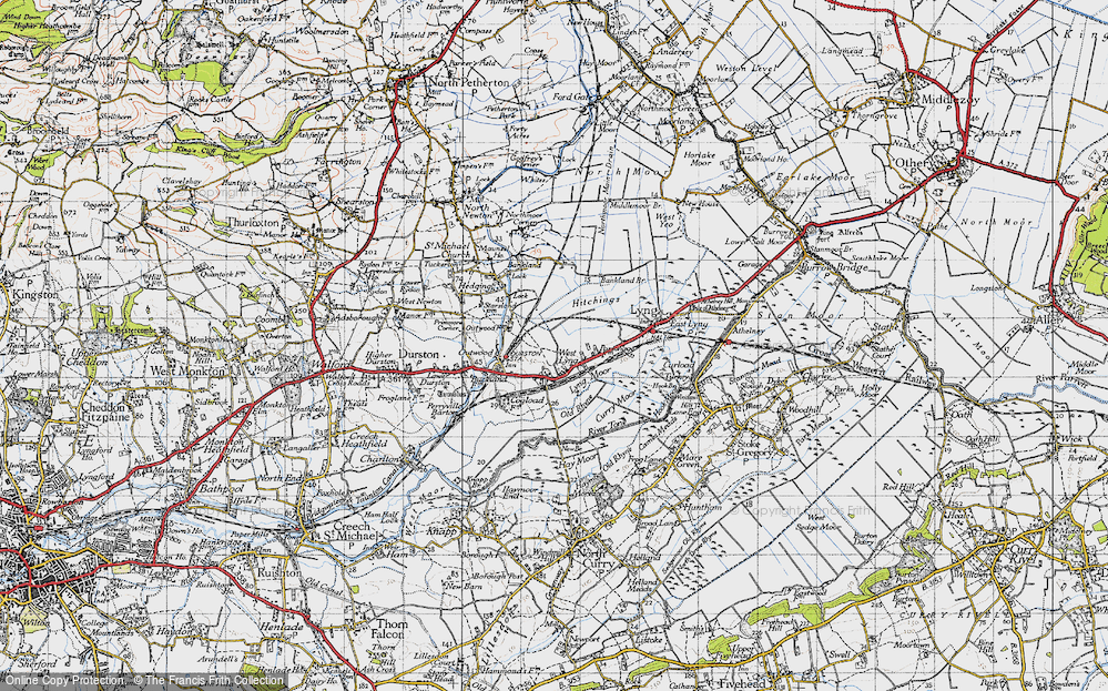Old Map of West Lyng, 1945 in 1945