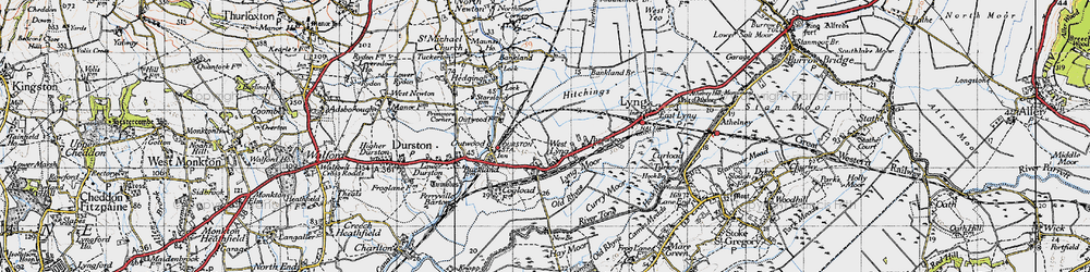Old map of West Lyng in 1945