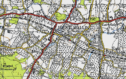 Old map of West Malling in 1946