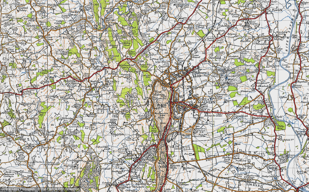 Old Map of Historic Map covering Worcestershire Beacon in 1947