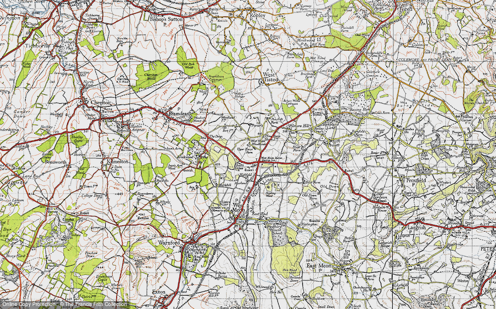 Old Map of Historic Map covering Brockwood Park in 1945
