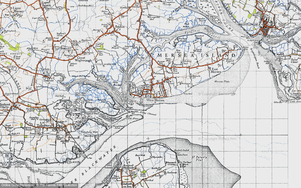 Old Map of Historic Map covering Besom Fleet in 1945