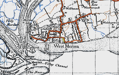 Old map of West Mersea in 1945