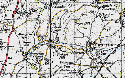 Old map of West Milton in 1945