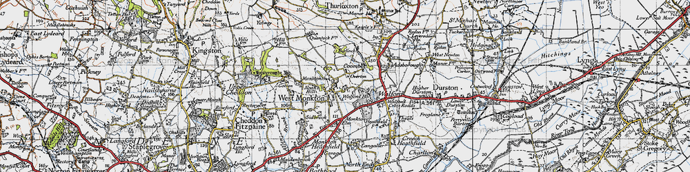Old map of West Monkton in 1946