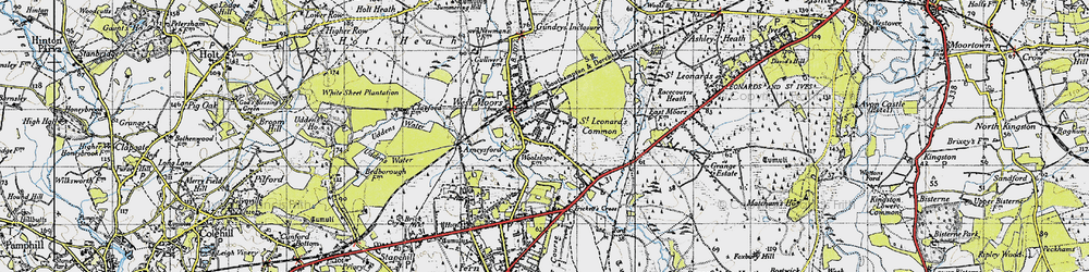 Old map of West Moors in 1940