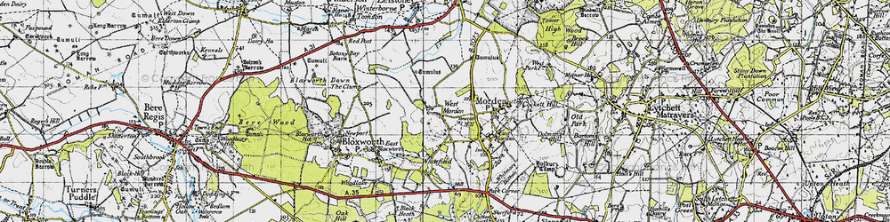 Old map of West Morden in 1940